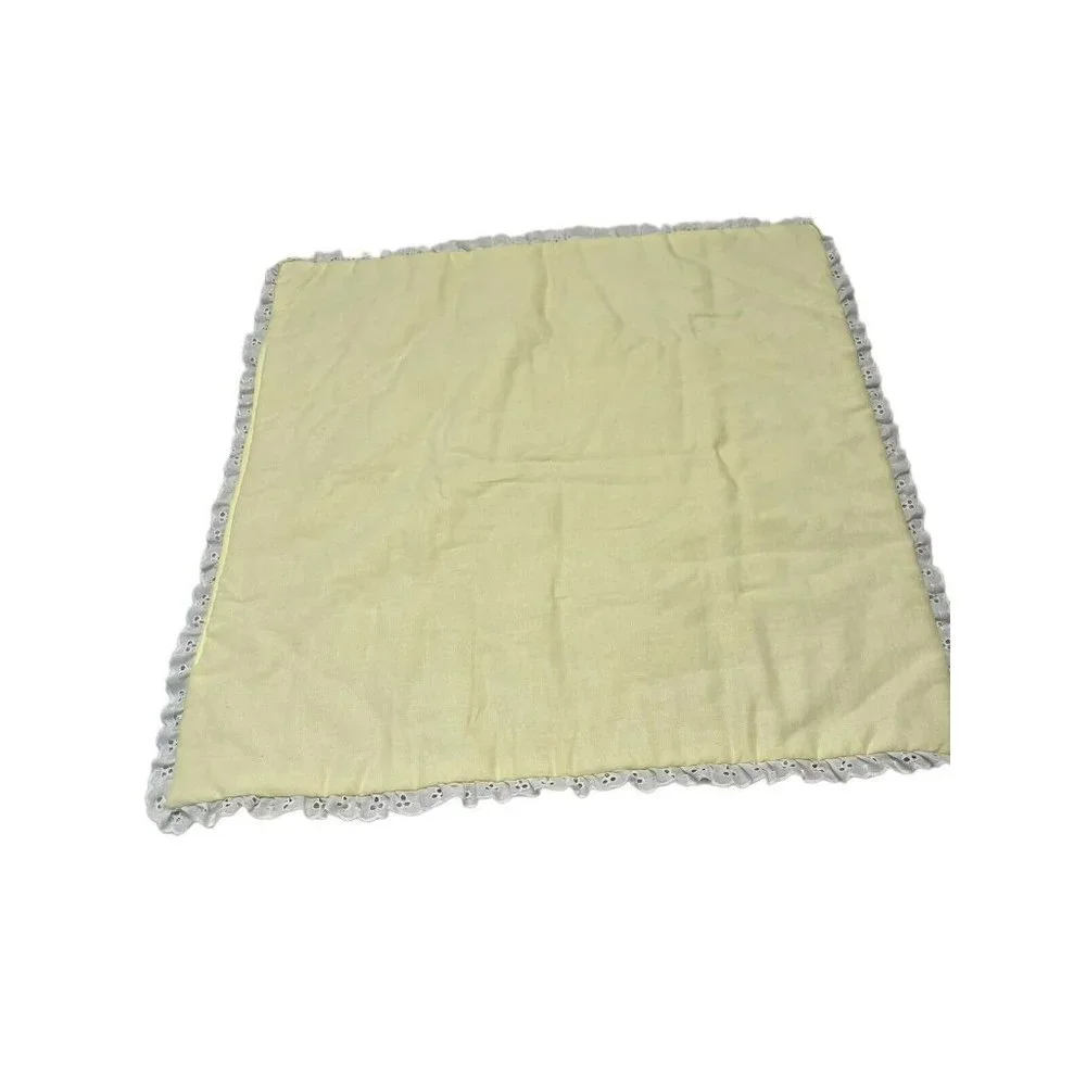 Vintage Handmade Baby Ruffle Yellow Floral Blanket